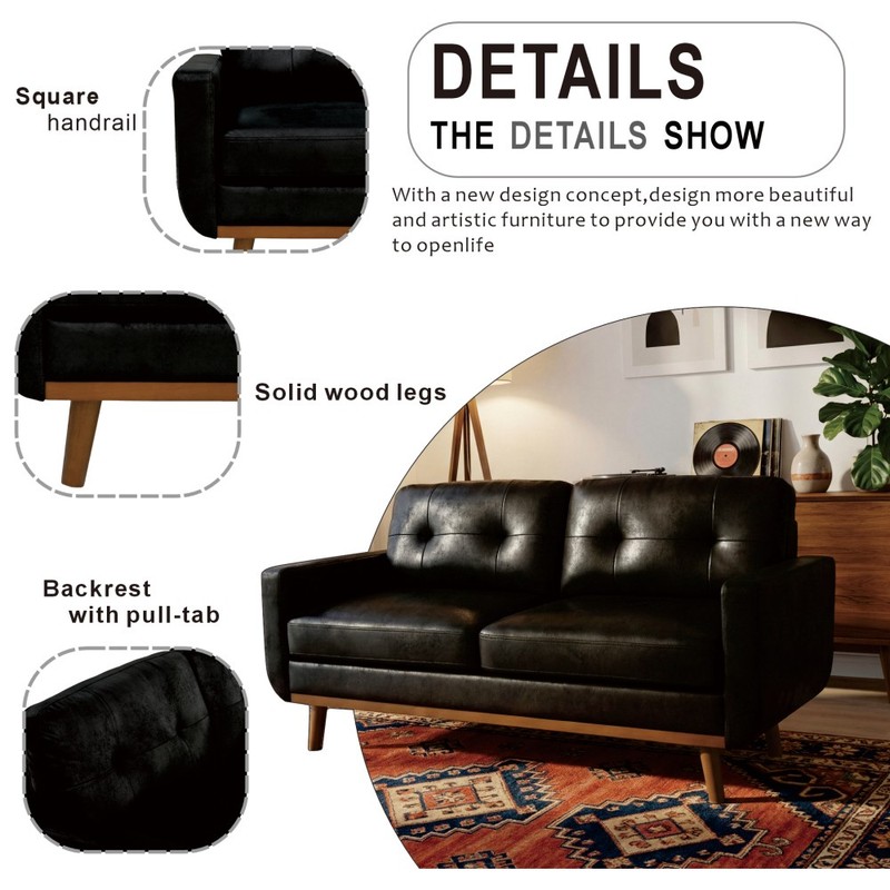 Polyester Fabric 2 Seater Sofa Couch Modern 65" Loveseat Couch for Living Room gallery