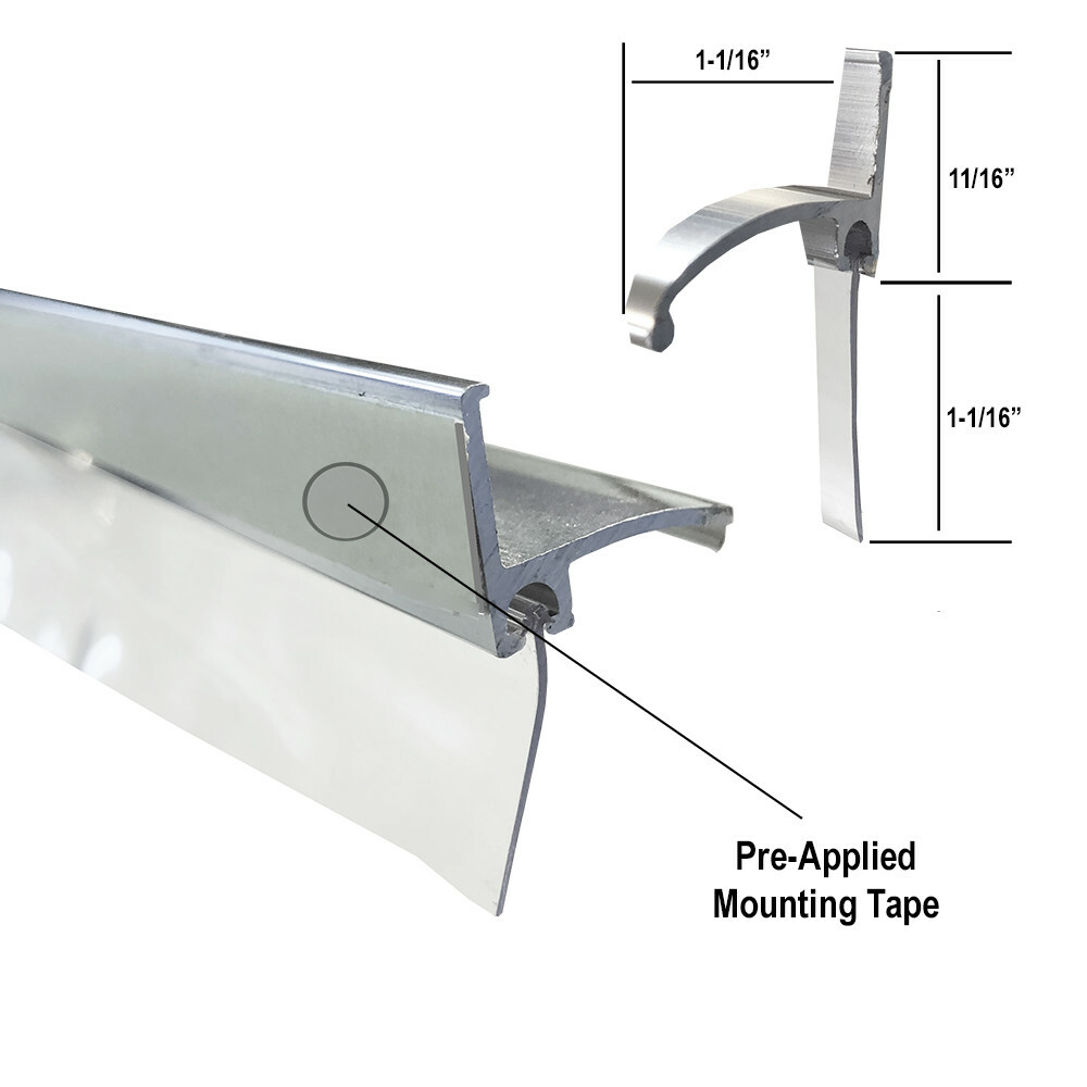 Chrome Framed Shower Door Replacement Bottom Deflector w/ Vinyl Sweep - 30" Long gallery