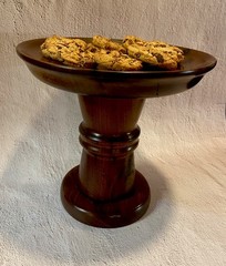 Dark Walnut Pedestal Rustic Desert serving stand/Farmhouse Decor