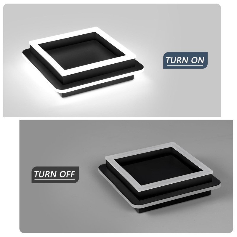 CANEOE Black Modern LED Ceiling Light, Square Flush Mount Ceiling Hallway Lig... gallery
