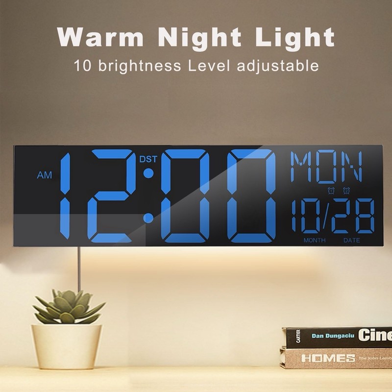 JALL 30" Large Digital Wall Mount Clock with Remote Control, Alarm gallery
