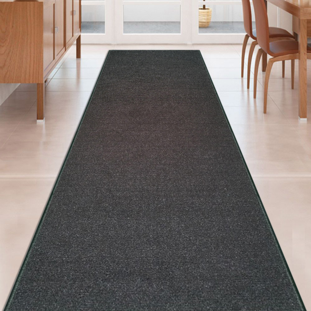 Custom Size SOLID BLACK Stair Hallway Runner Rug Non Slip Rubber Back gallery