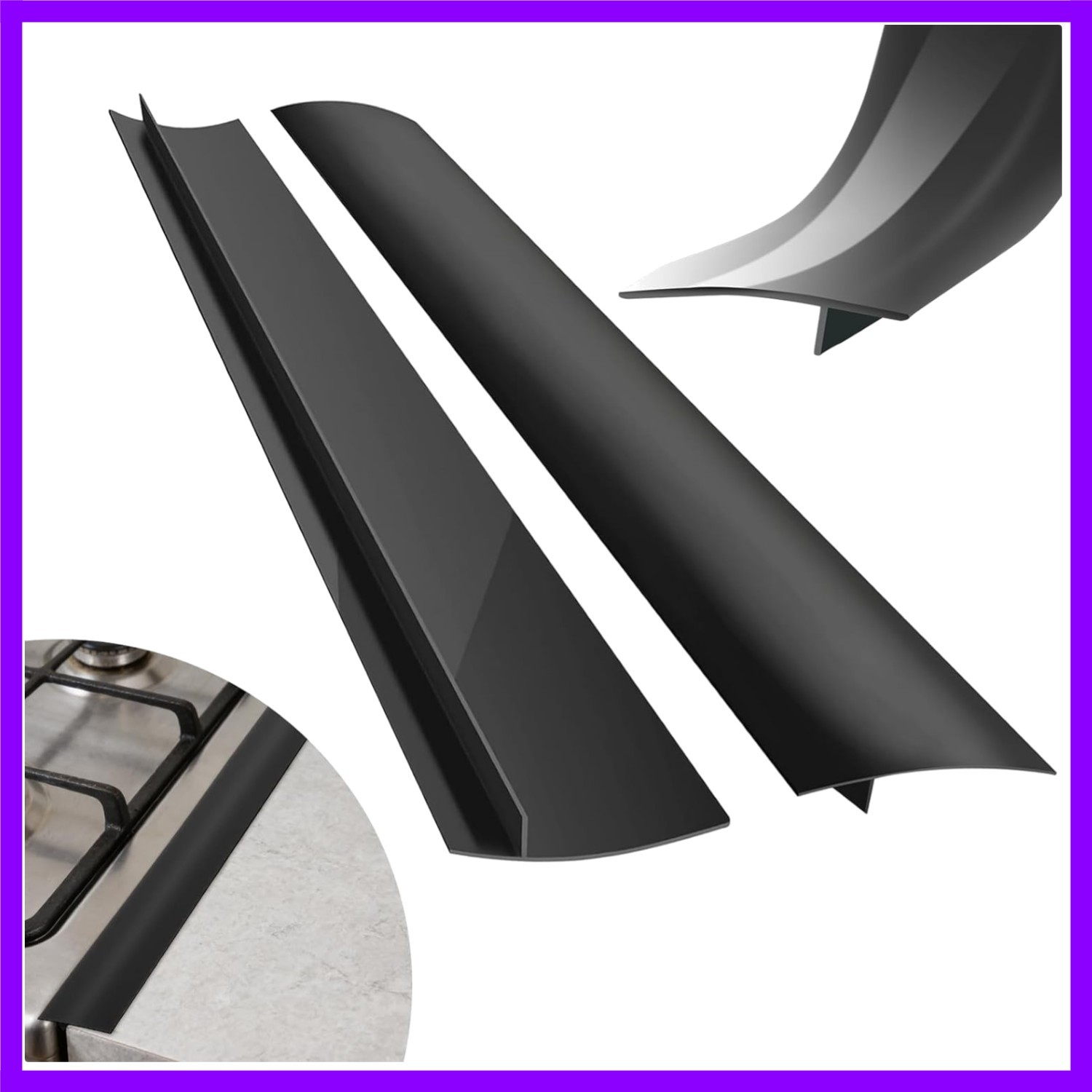 2 Pack 25 Inch Silicone Stove Gap Filler Kitchen Counter Top Gap Cover Fit gallery