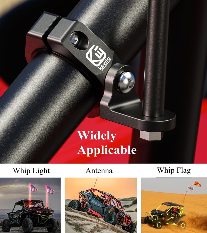 UTV Whip Light Mounts 2PCS Adjustable Aluminum Alloy Roll Bar Clamp gallery