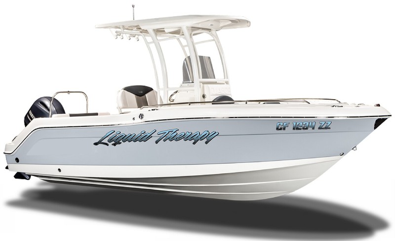 Boat Name Decal 2x12" / Custom Hull Graphic / Premium Marine Vinyl Lettering GRB gallery