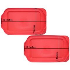 Pyrex 232-PC 11″ x 7″ Red Rectangular Lid Cover 2 Pack New for 2Qt Glass Dish
