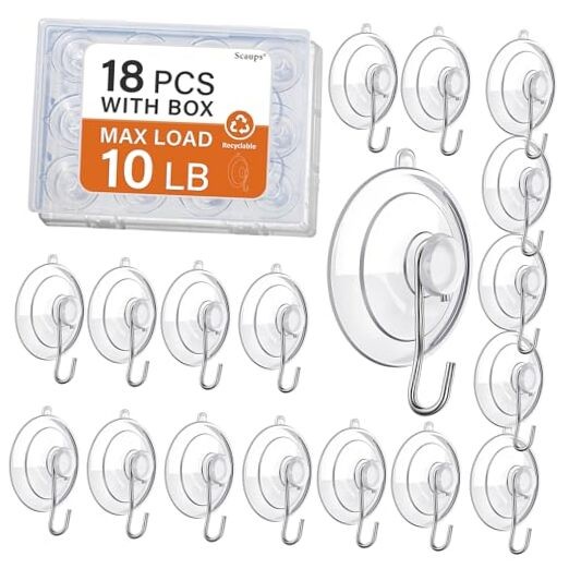 18 Pack Suction Cup Hooks Max Load 10LB, 1.77Inch Suction Cup Hook for Glass gallery