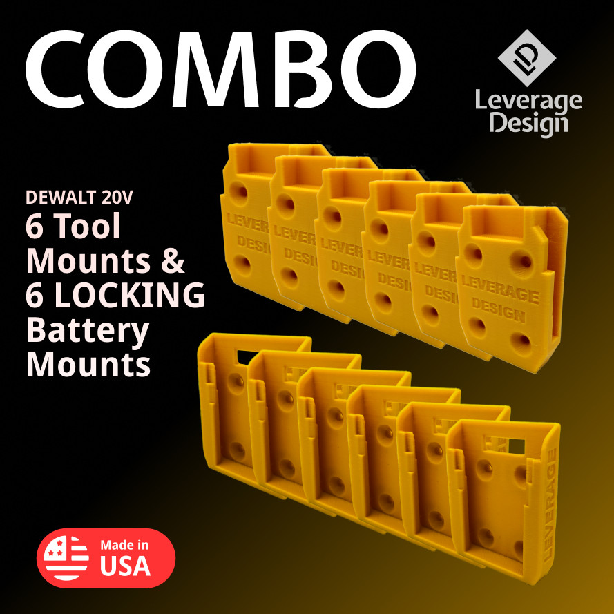 6 / 6 Combo Pack DeWALT 20V 60V Tool & Battery Mounts/Hangers/Holder - BEST FIT! gallery
