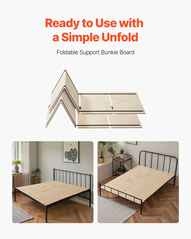 Full Size Bunkie Board 0.4" Foldable Bed Board Slats with Connection 8 Pcs gallery