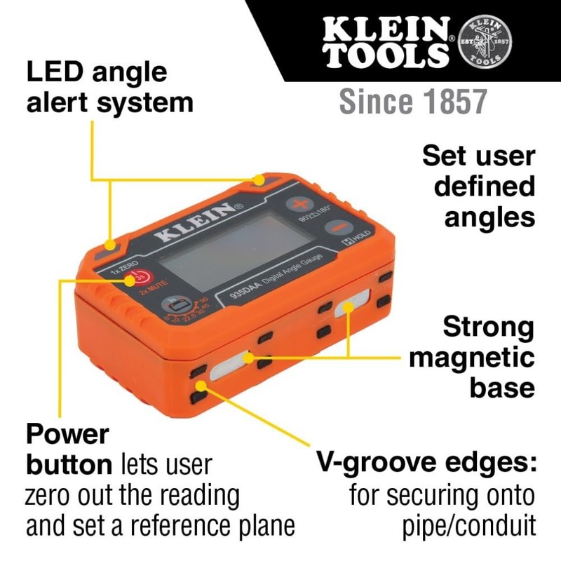 Digital Level and Angle Gauge Measure Set Angles LED Alert 0 180 Deg gallery