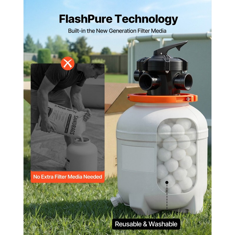 Uimoso 12" Sand Filter Pump with Timer, 3000 GPH, 0.5 HP for Above-Ground Pools gallery