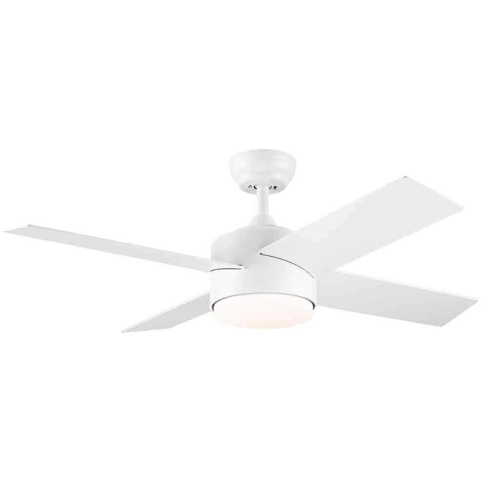 PUDO 44 in. Integrated LED Indoor White Ceiling Fan Lighting with 4 Blades gallery