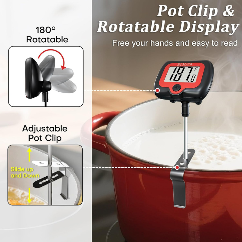 BOMATA Digital Candy Thermometer with Pot Clip, Deep Fry Oil Thermometer with Ro gallery