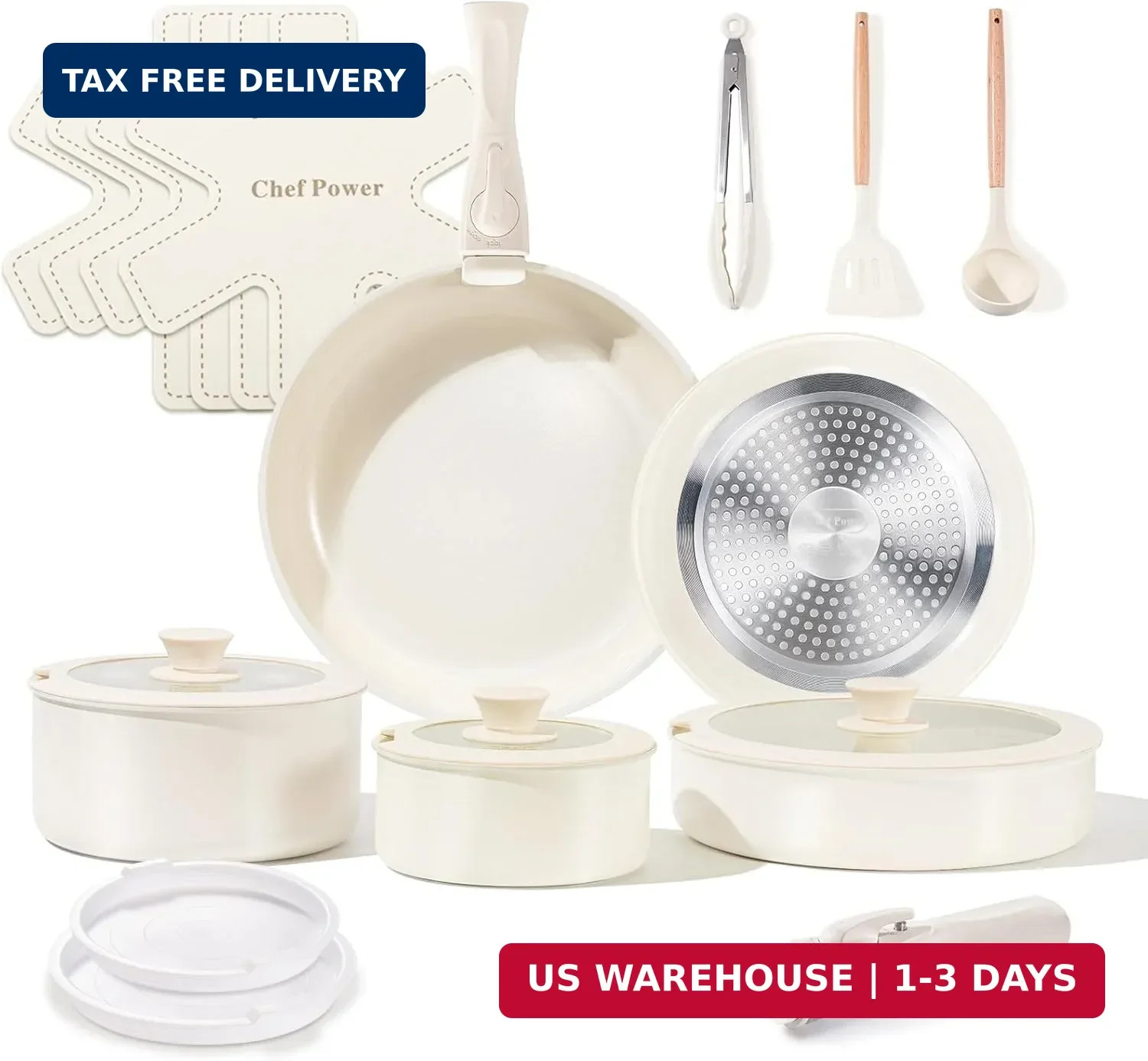 Chef Power Ceramic Cookware Set Non Toxic with Detachable Handles, Healthy Nonst gallery