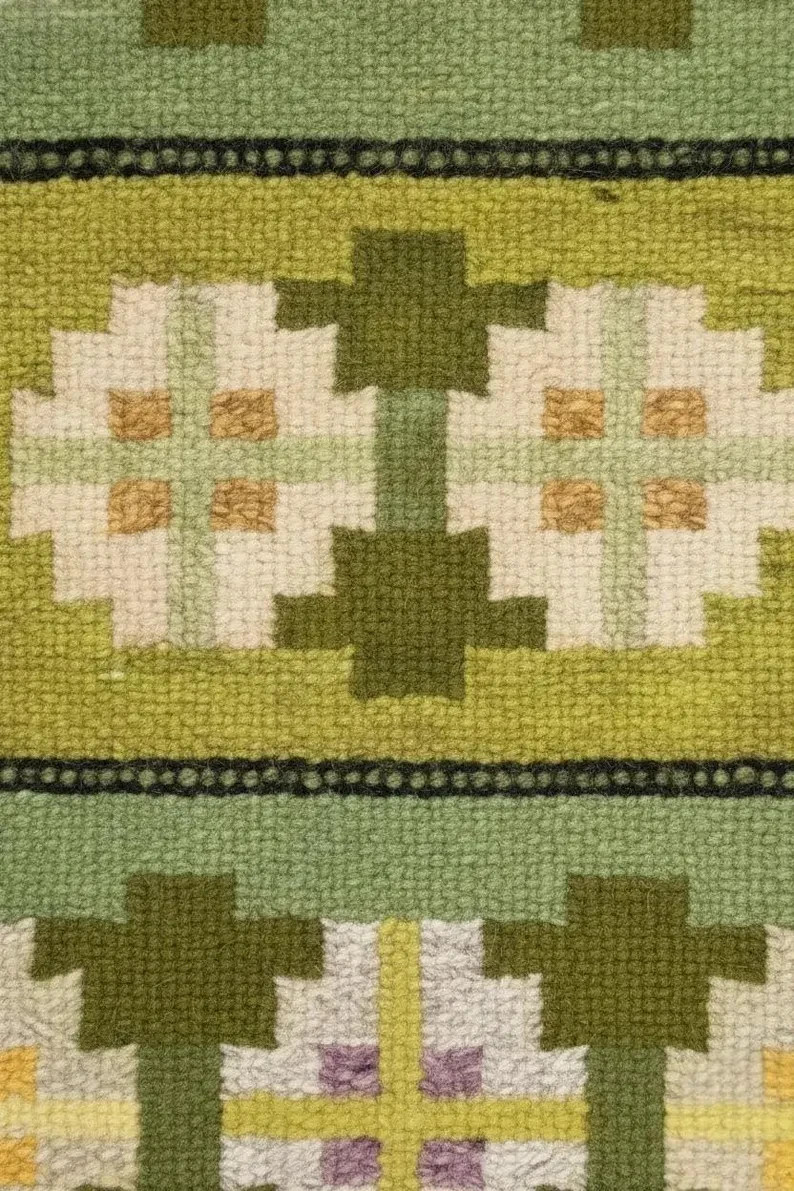 Green Flat weave Scandinavian Swedish Kilim Rug for Living Room Area Rug Bedroom gallery