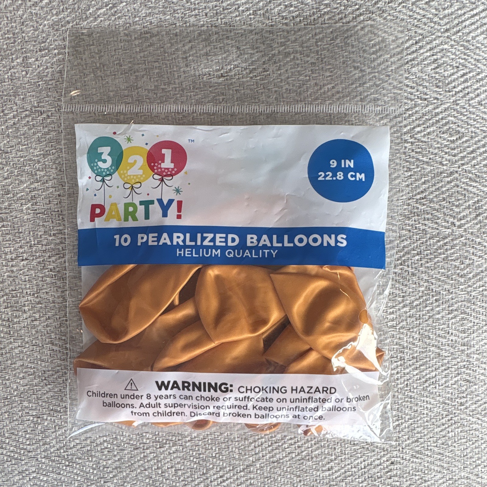 321 Party! 9in Round Gold Pearlized Helium Quality Party Balloons, 10ct gallery