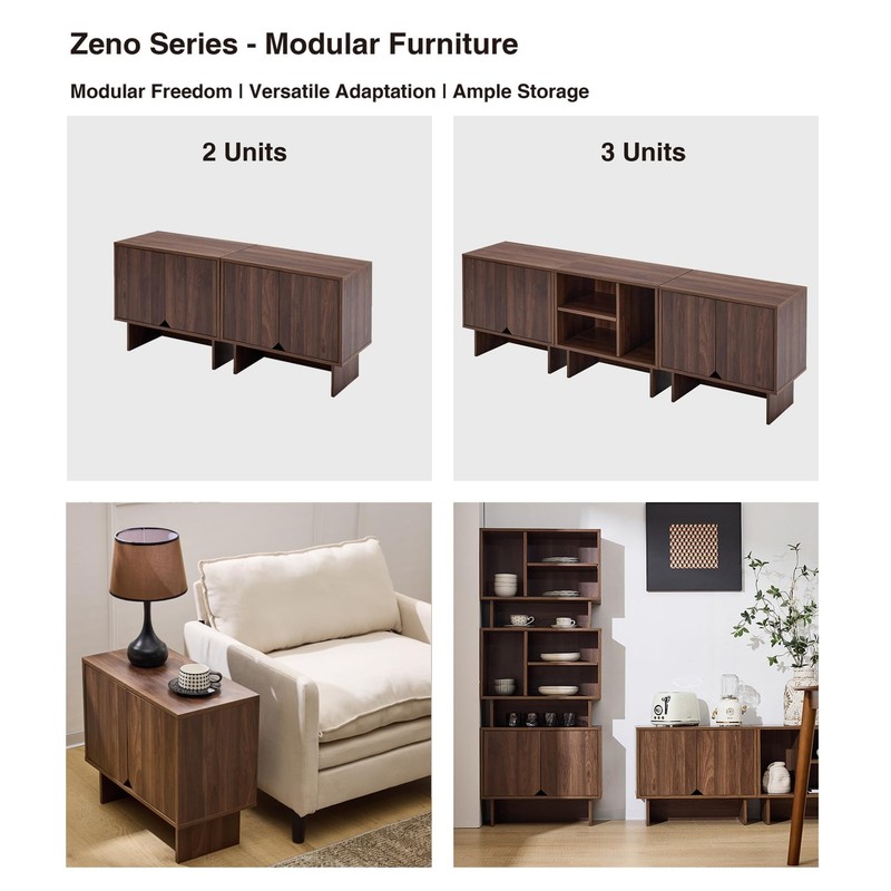 Modular Buffet Cabinet with Storage, Sideboard Credenza with Adjustable Shelv... gallery