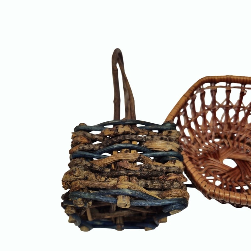 Vintage Basket Set Rustic Handwoven Wicker Twig Decorative Boho flower girl gallery