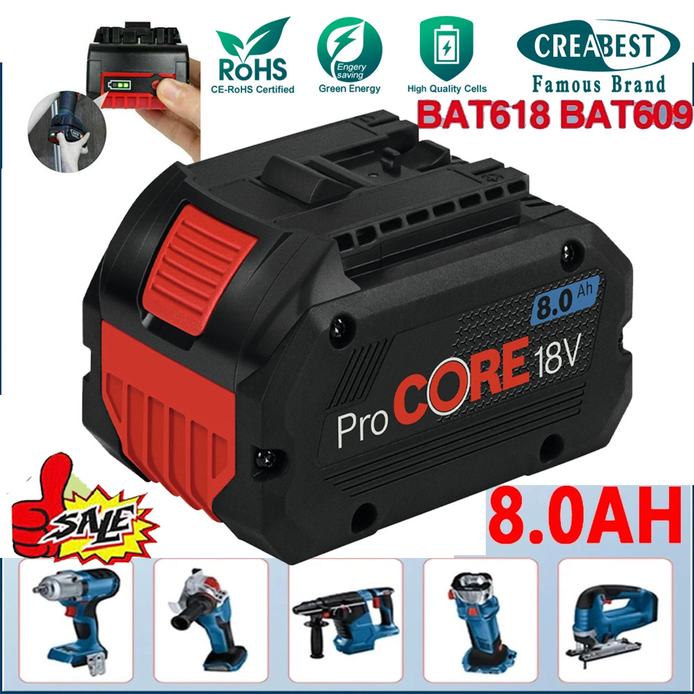 BAT609 For BOSCH 18V CORE 18 Volt 8.0 Ah High Performance Battery Li-ion BAT618 gallery