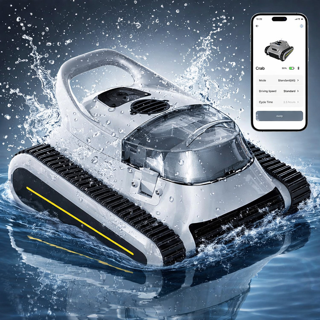 Cordless Robotic Pool Cleaner, Automatic Pool Vacuum Wall Climbing Self-Parking gallery