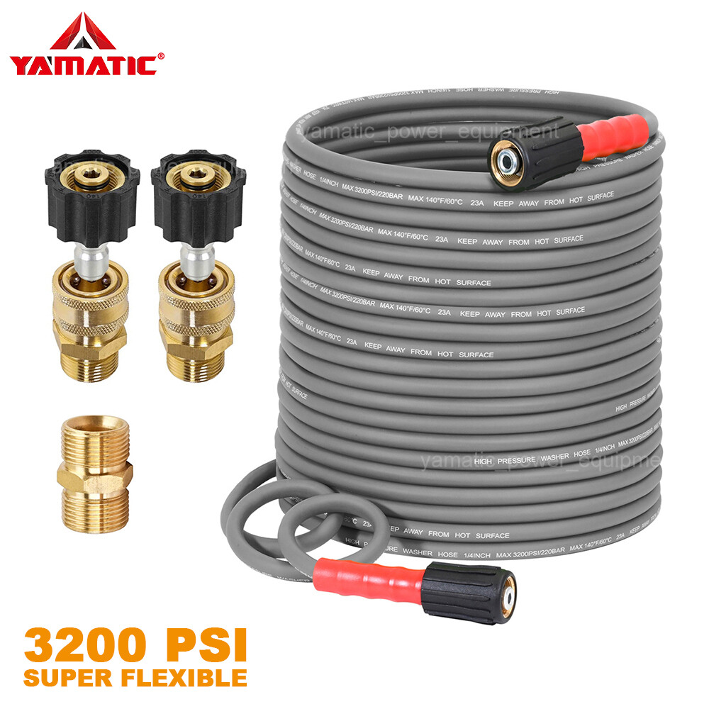 YAMATIC Super Flexible Pressure Washer Hose 1/4"Kink Resistant Power Washer Hose gallery