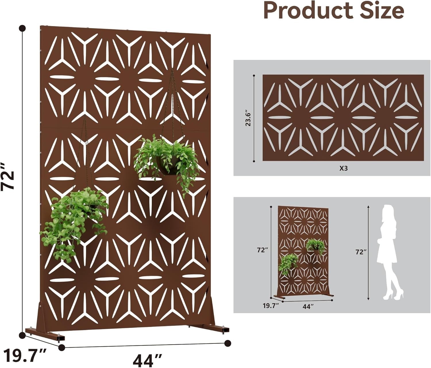Elegro Metal Privacy Screen Four-leaf clover Decorative For Outside Deck Balcony gallery