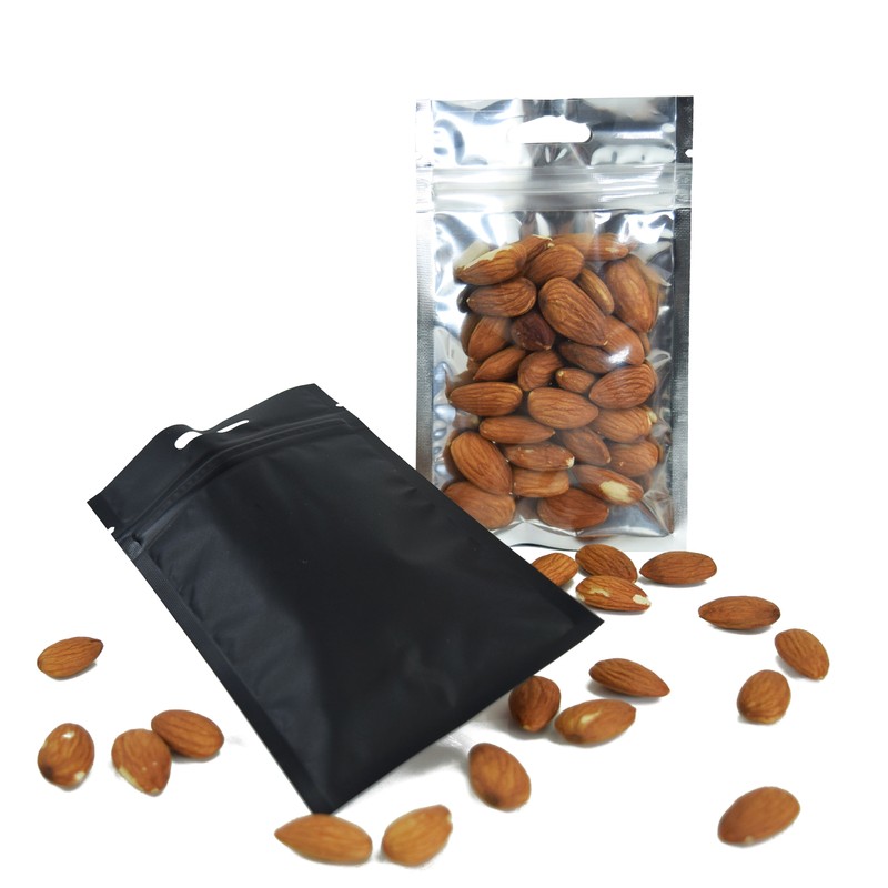 100pcs Matte Black with Clear Window Flat Resealable Zipper Food Packaging Bags gallery
