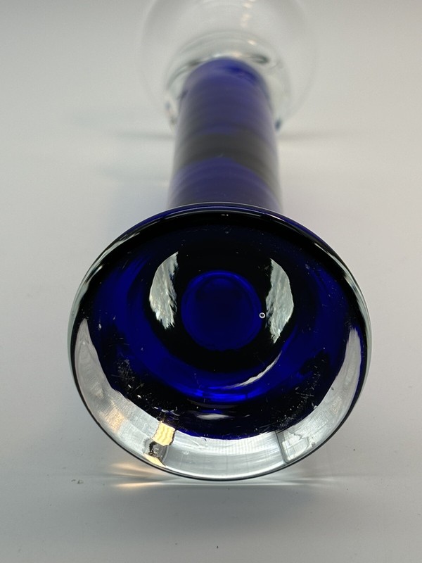 Crate & Barrel Candle Stick Holder Cobalt Blue Glass Taper 10 In. gallery
