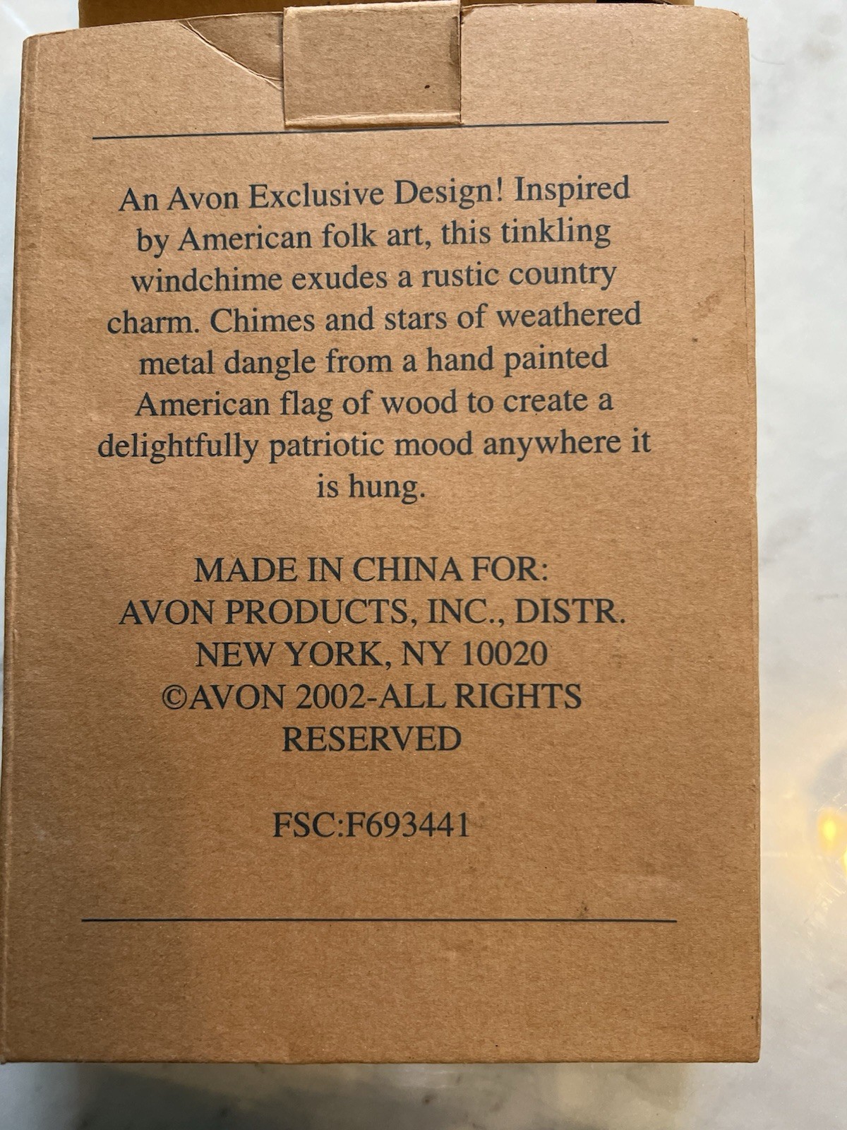 Avon Gift Collection American Style Windchime American Flag Patriotic 2002 NIB gallery