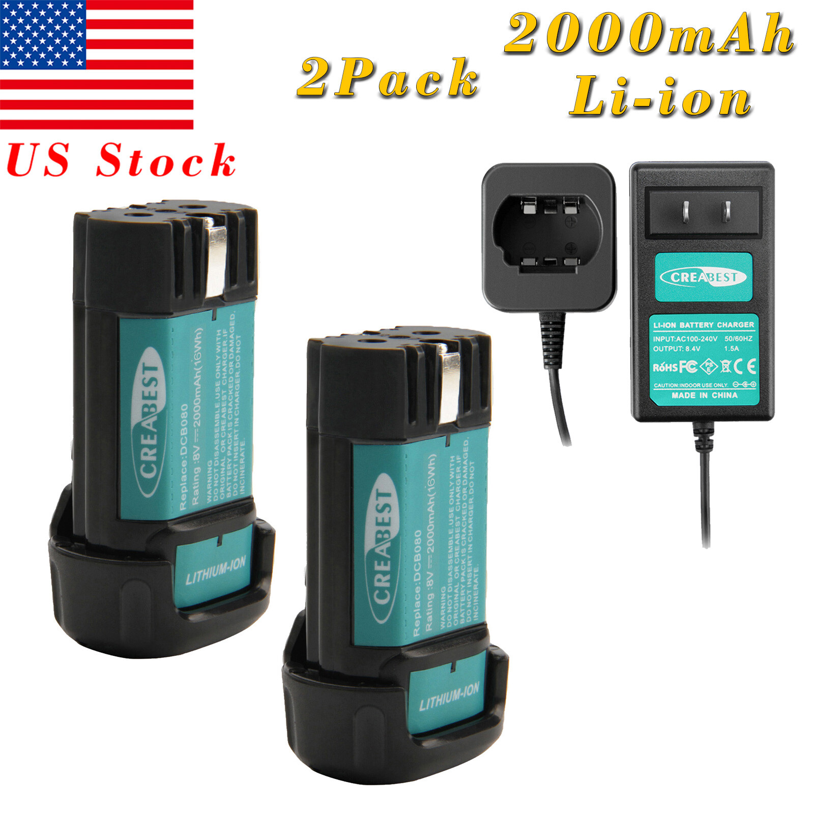 2000mAh 8V For Dewalt DCB080 DCF680N1 DCF680G2 DW4390 DCL023 Battery/Charger gallery