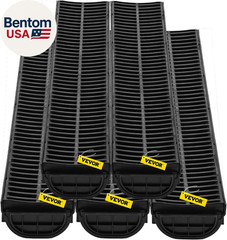 Trench Drain System 5 Pack, Channel Drain with Plastic Grate 5.7 X 3.1 in HDPE D