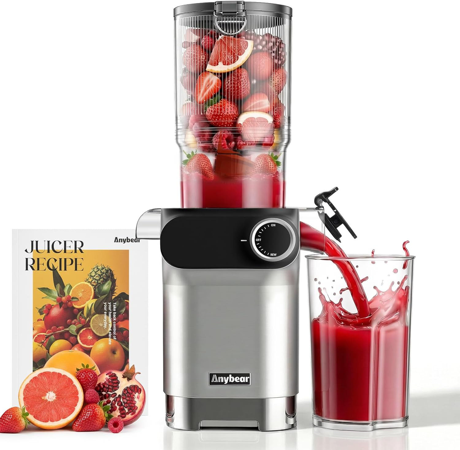 Cold Press Juicer 200W Masticating Slow Juicer 4.3" Large Feed Chute Fit Whole F gallery