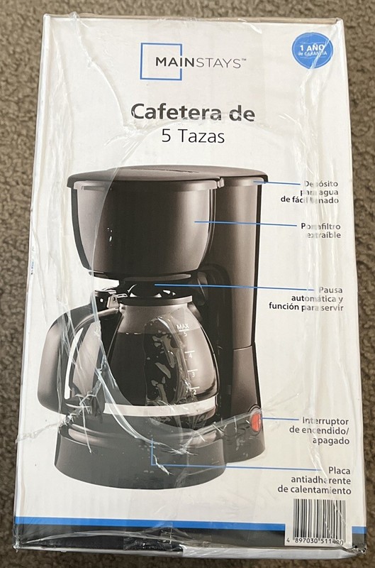 New Mainstays 5 Cup Coffee Maker - Black with Removable Filter Basket gallery