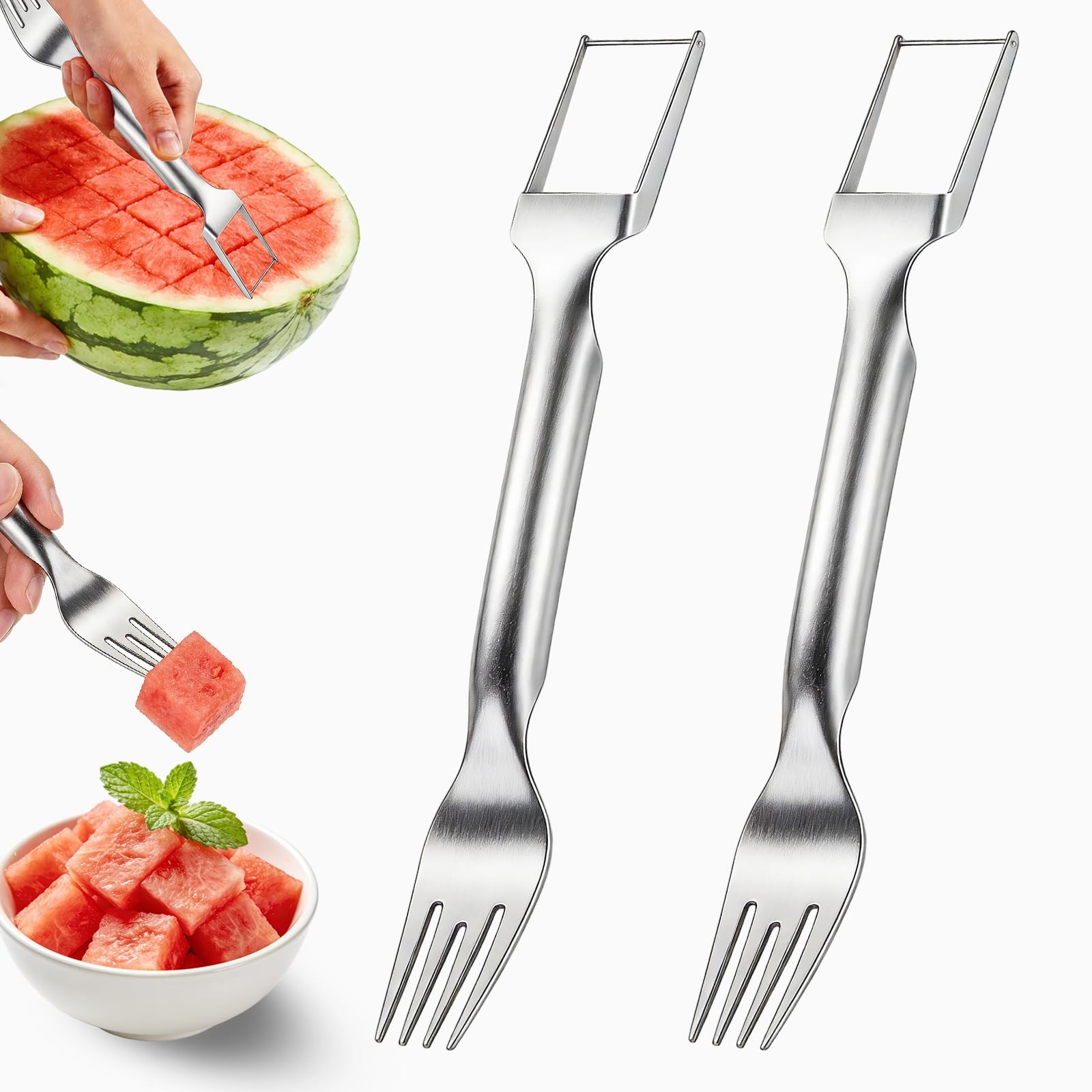 Watermelon Fork Slicer Cutter, 2-in-1 Stainless 9.45 x 1.18 x in, 2-Pack gallery