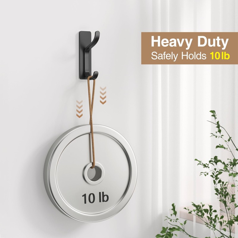pickpiff Adhesive Wall Coat Hooks - Heavy Duty Stick-On Door Hanger, Black M... gallery
