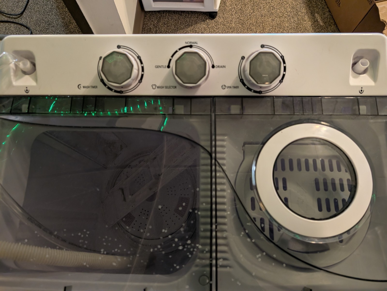 Portable Twin Tub Washer & Spin Dryer Set, Top-Loading, Electric, White/Gray gallery