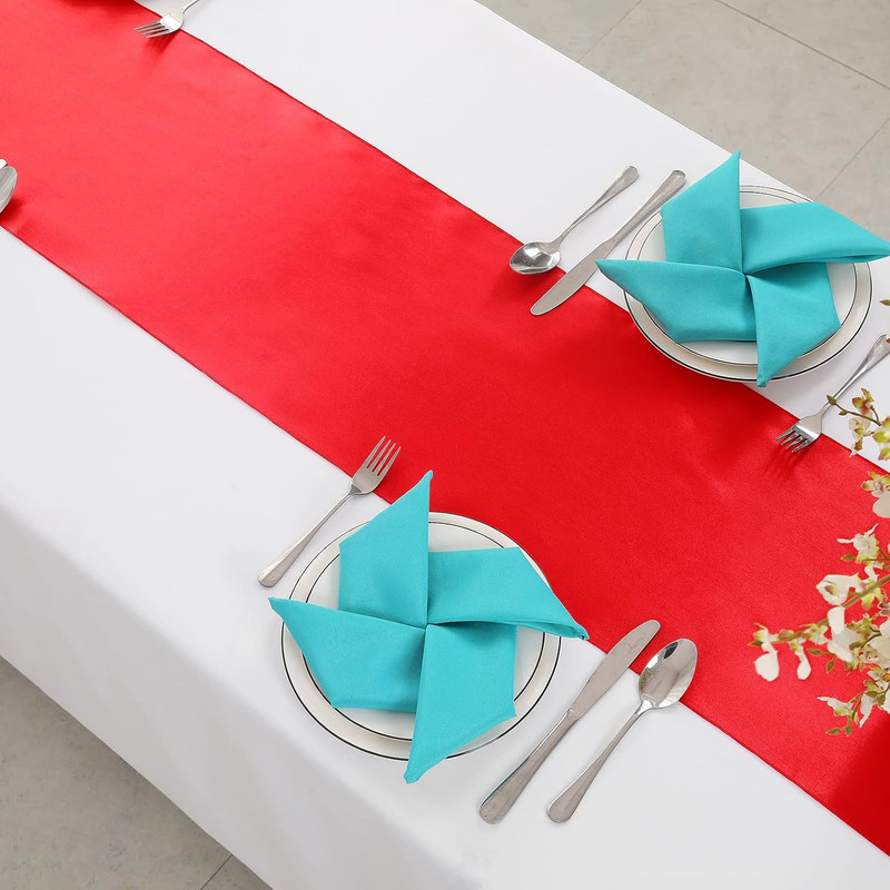 2 Pack Red Satin Table Runner 12 X 108 Inch, Smooth Table Runners for Wedding Ba gallery