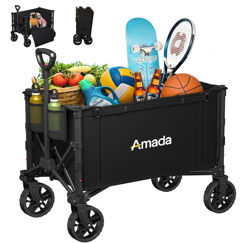 120L Wagons Carts Foldable, Collapsible Wagon Cart with 220 lbs Max Load and ... gallery