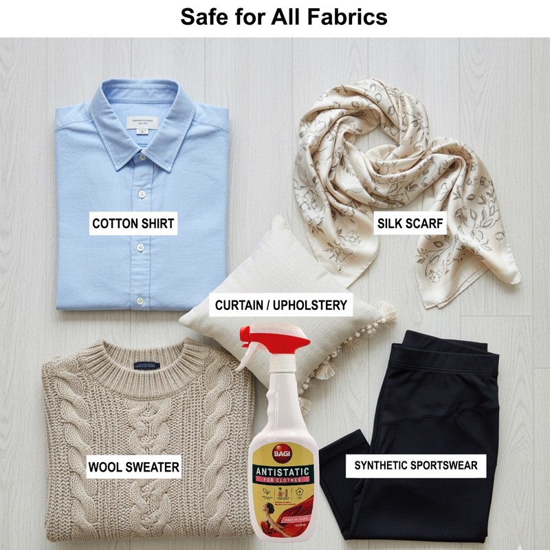 BAGI Antistatic Spray for Clothes. Eliminates Static Cling, Prevents Shocks gallery