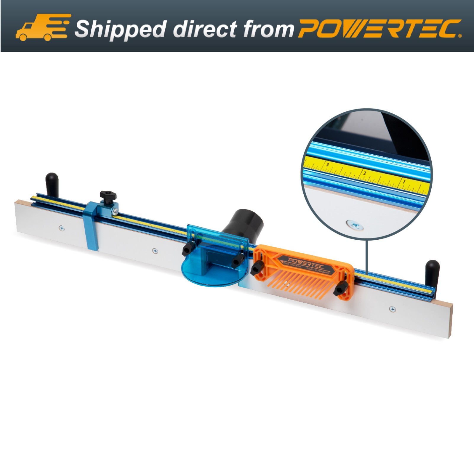 POWERTEC 71655 Deluxe Router Table Fence System 3-1/2" Tall 32" Long gallery