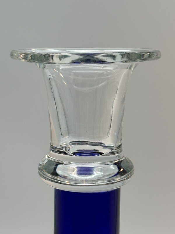 Crate & Barrel Candle Stick Holder Cobalt Blue Glass Taper 10 In. gallery
