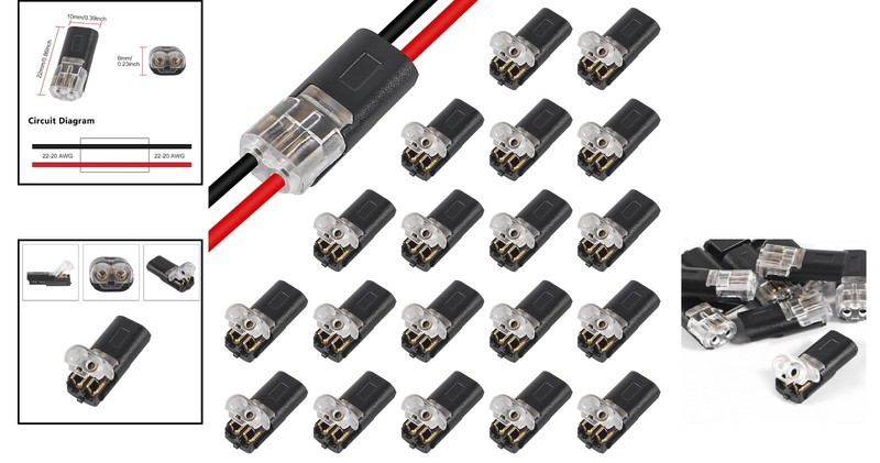 Universal Plug-in LED Strip Wire Connectors - 20-Pack with Locking Buckle gallery