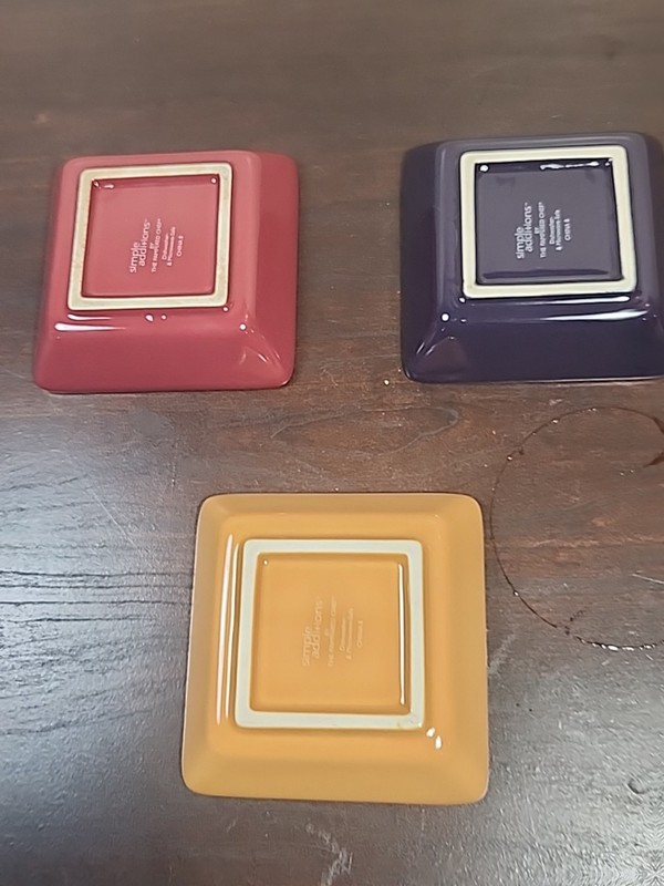 PAMPERED CHEF Simple Additions Squares Set Of 3 Bowls 4.5” x 1" Cranberry eggpla gallery