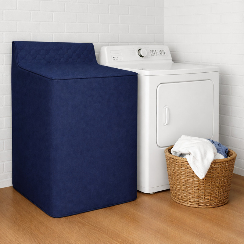 Washing Machine Cover Waterproof Quilted PEVA Zippered Heavy Duty Blue gallery