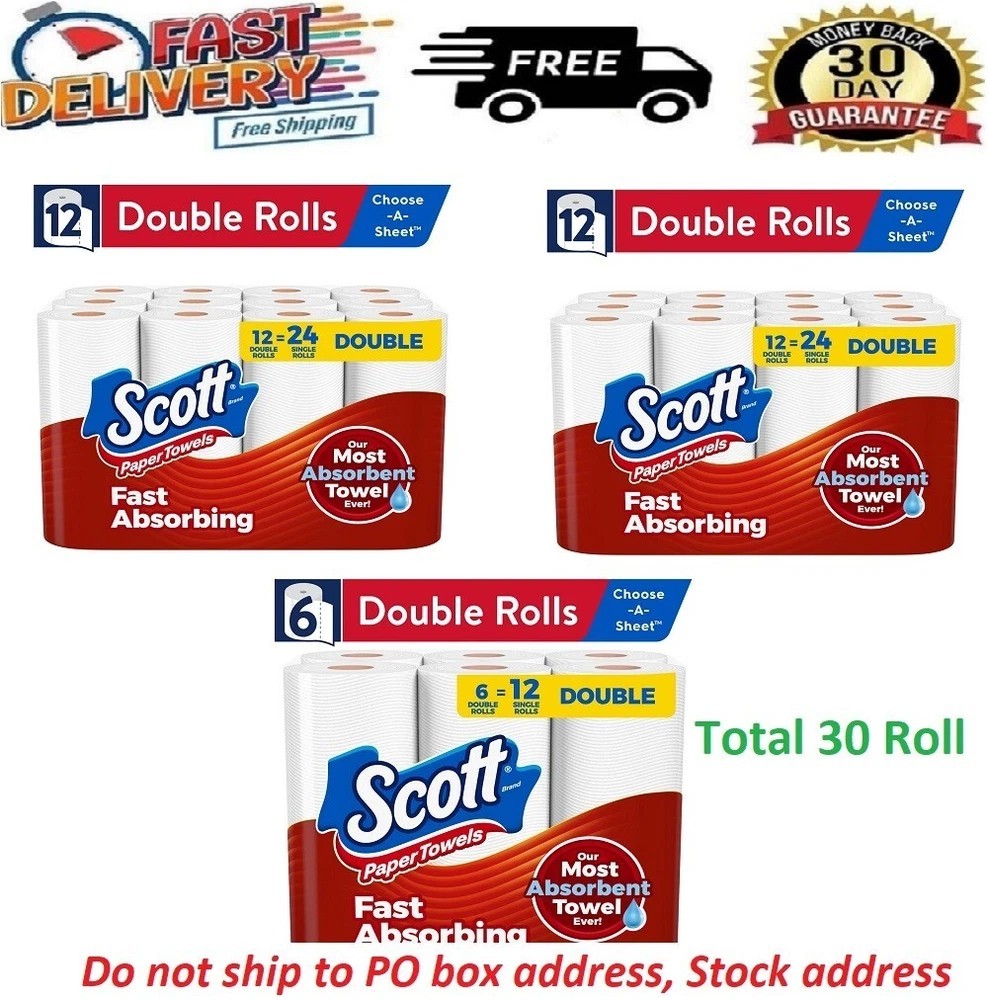 NEW Scott Paper Towels Bulk 60 Regular Rolls 30 Double Rolls 2-3 Packs of White gallery