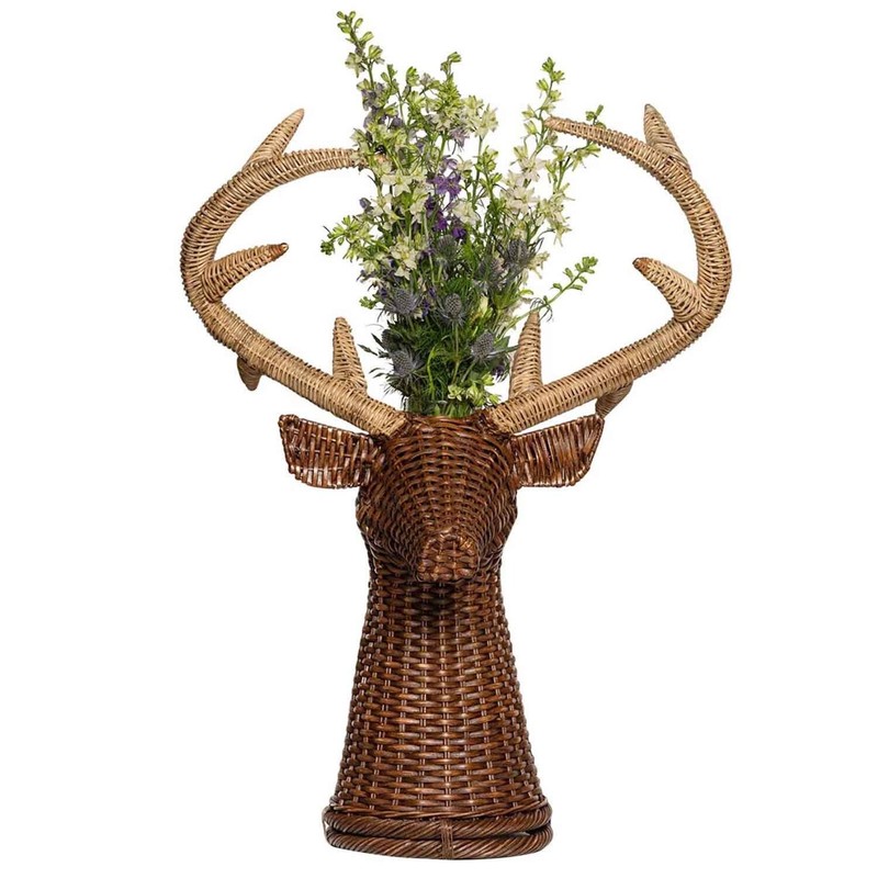 Juliska Brown Beige Devon Willow Wicker Woven Stag Vase 31" gallery