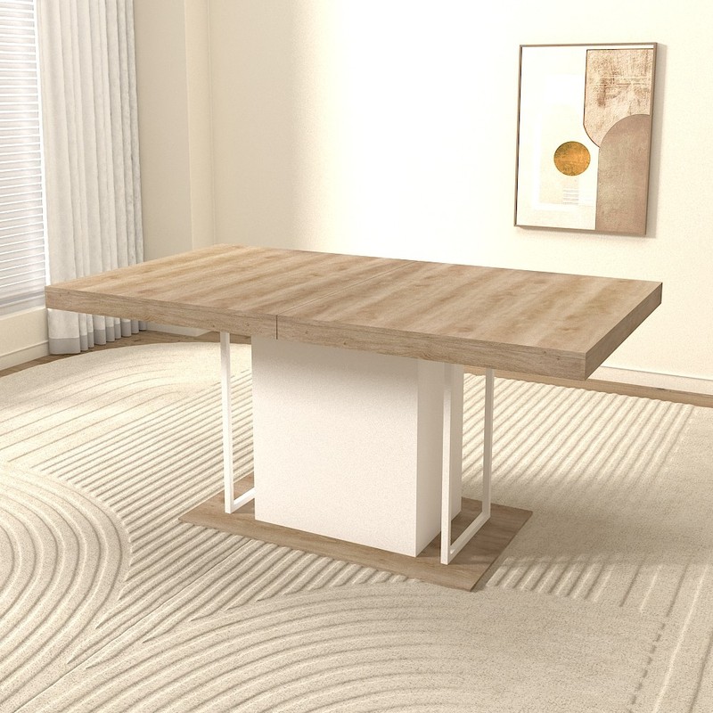 Rectangle extendable dining table for 6-10 people aged effect wood 160-200 cm gallery