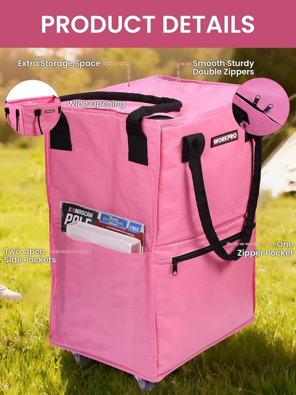 WORKPRO Medium Reusable Grocery Bag on 4 Wheel Heavy Duty Rolling Shopping Tote gallery