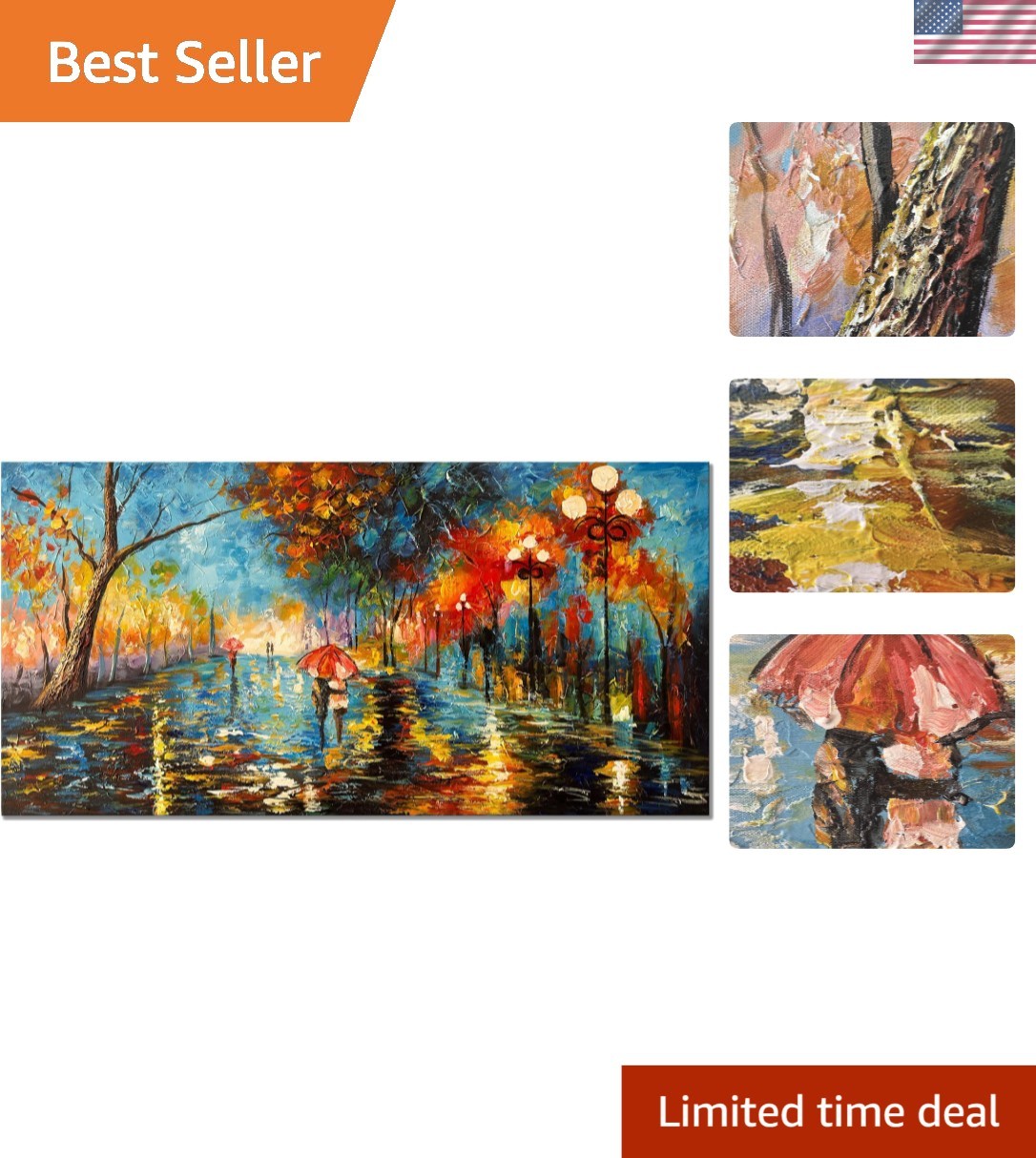0 3D Hand Painted Abstract Landscape Art – 48x24 Romantic Canvas Wall Decor gallery