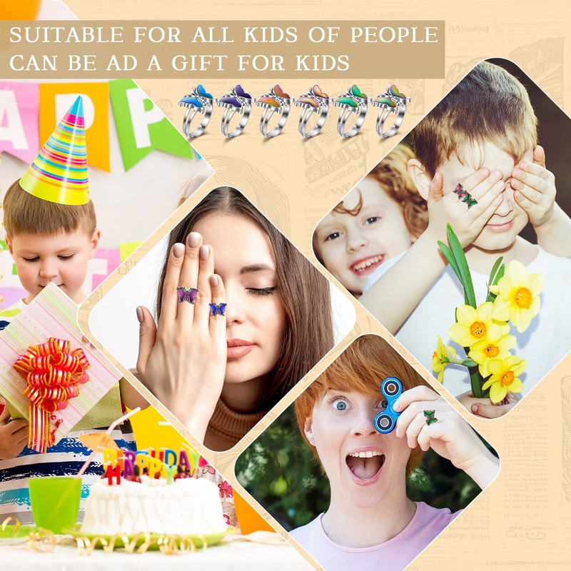 Color Changing Mood Ring Adjustable Size Rings For Kids Girls Boys 30PC 30PC gallery